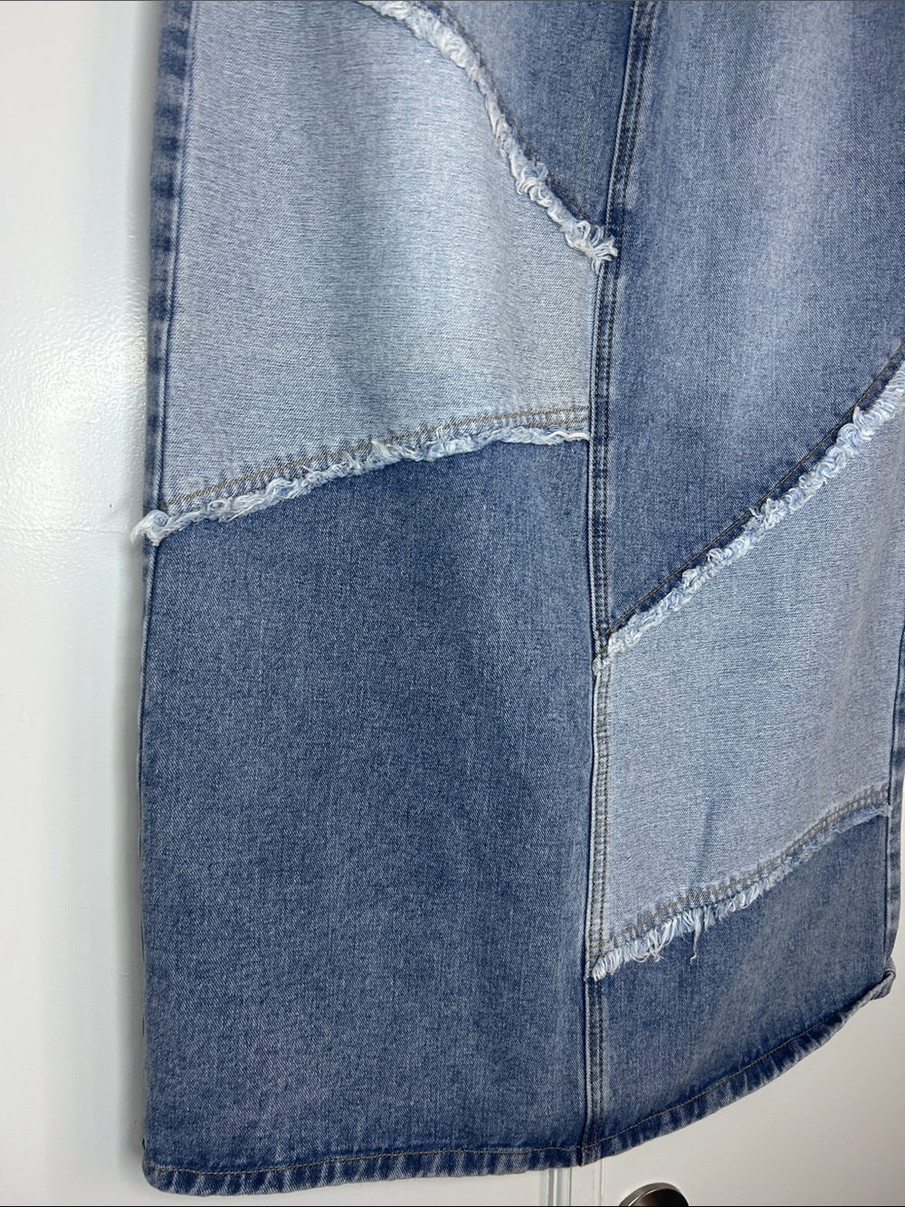 Cider Patchwork Denim Maxi Skirt - Picture 3 of 7